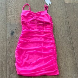 Katie J NYC Hot Pink Ruched Dress